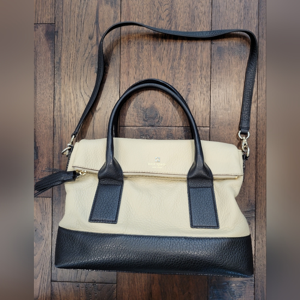 Kate Spade tan and black bag/purse with crossbody strap